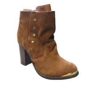 ZiGi Girl Absolute Brown Suede Western Heeled Ankle Boots Womens 9